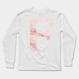 The Letter F Pink Marble Long Sleeve T-Shirt